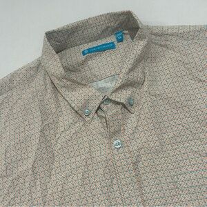Tori Richard Men's XL Orange Gray Geometric Performance Stretch Button Up Shirt